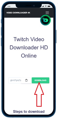 Click the download button to get the Twitch MP4 link